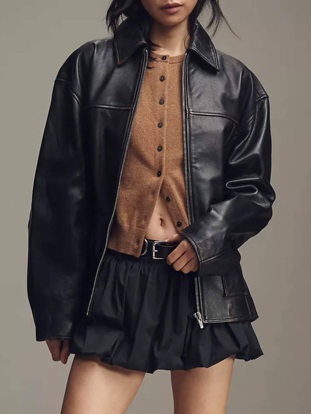 Reformation Veda Bennett Leather Jacket in Black Sz. M